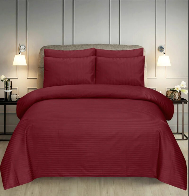 Maroon Stripe Bed set 6 pcs