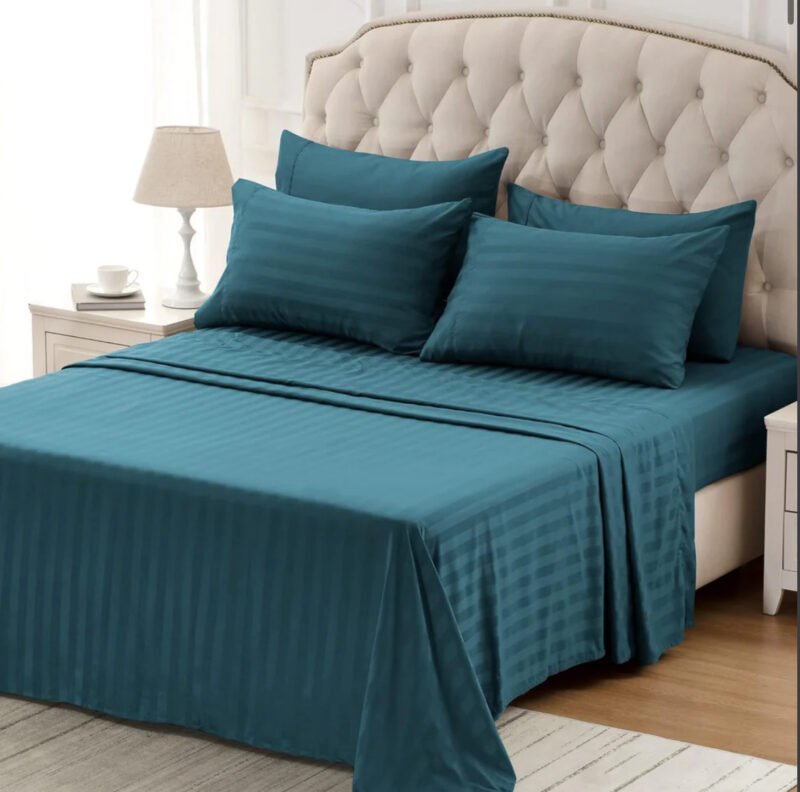 Teal Stripe Bedsheet Set