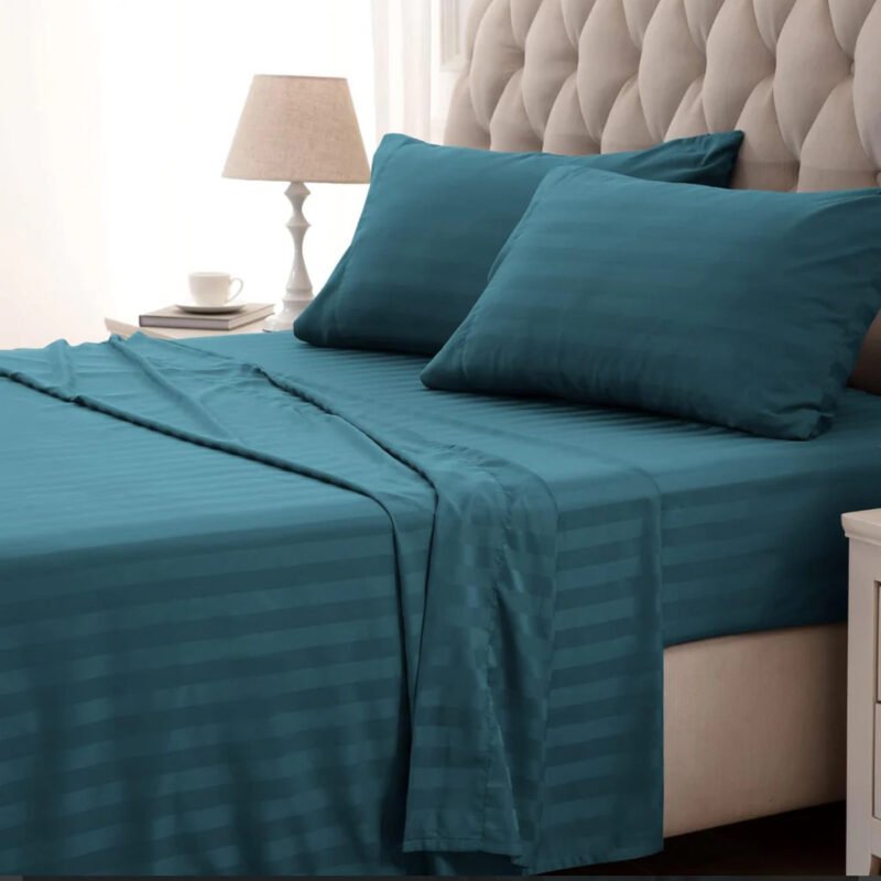 Teal Stripe Bedsheet Set - Image 4