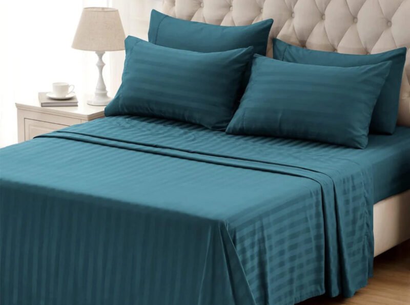 Teal Stripe Bedsheet Set - Image 3