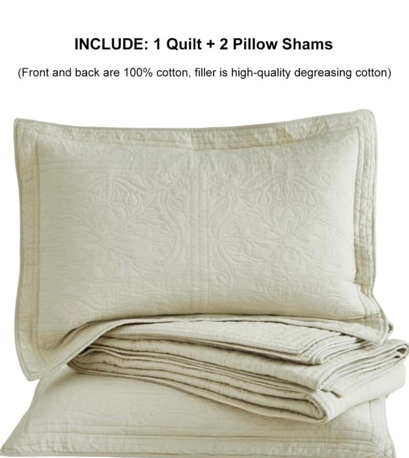 Luxurious Bedspread Beige 3 pcs - Image 5
