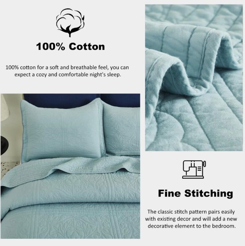 Luxurious Bedspread Sky blue 3 pcs - Image 3