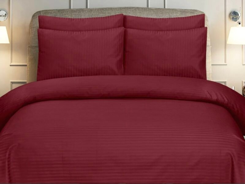 Maroon Stripe Bedsheet Set - Image 2